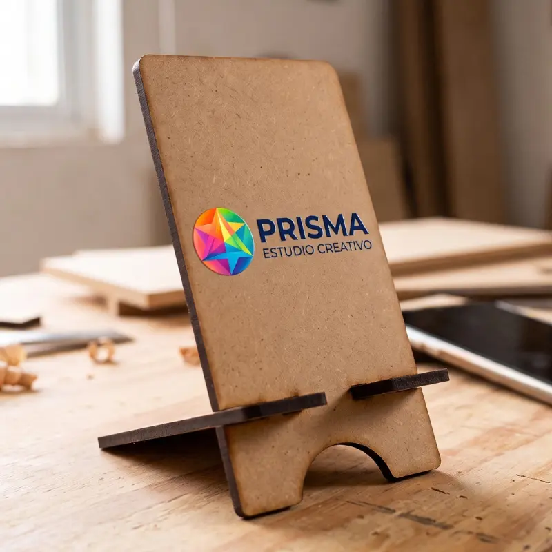 Porta celular MDF para regalo corporativo en Guayaquil
